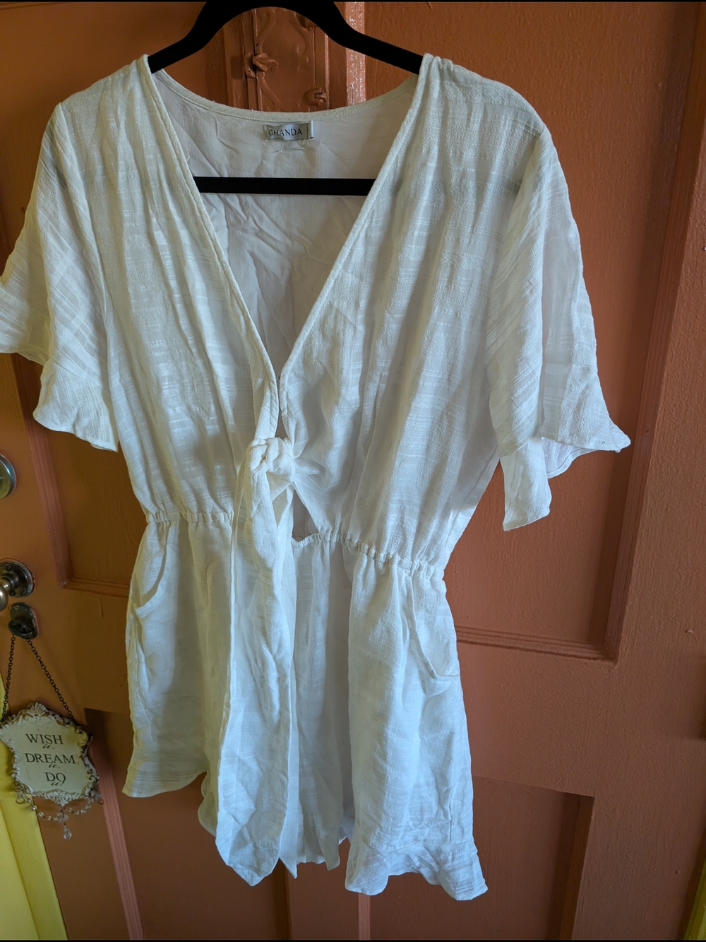 Ghanda Cream Textured Gauze Top